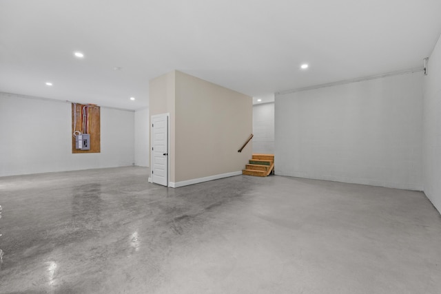 3083 Bridgewater Blvd, Morristown, TN 37814 - finished below grade area with stairs, recessed lighting, and electric panel