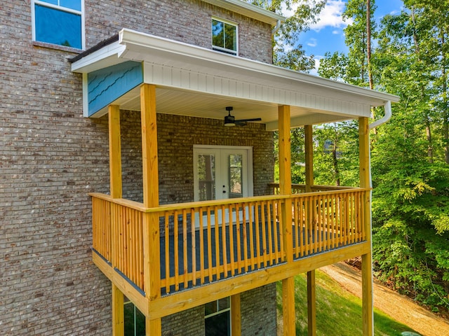 3083 Bridgewater Blvd, Morristown, TN 37814 - wooden deck featuring a ceiling fan and french doors