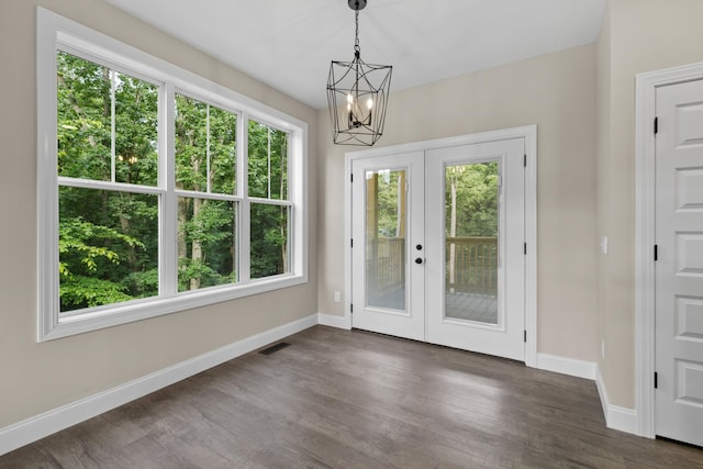 3083 Bridgewater Blvd, Morristown, TN 37814 - doorway to outside featuring french doors, a chandelier, and dark wood-style floors