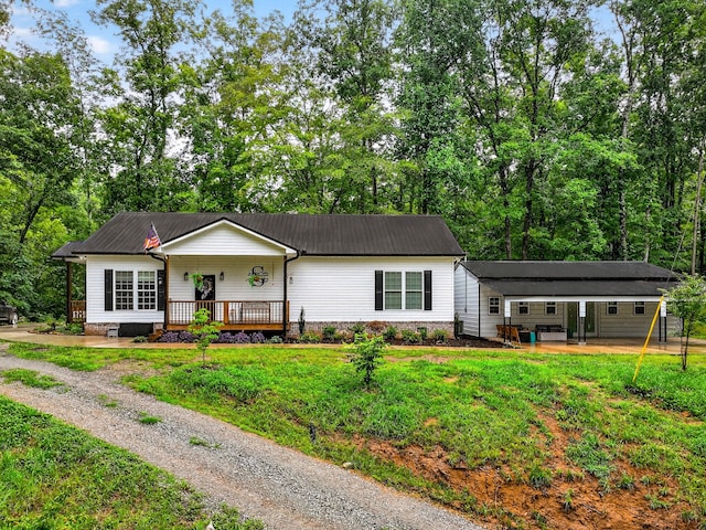 718 Mullins Dr, Sneedville, TN 37869 - ranch-style house with a front lawn and a metal roof
