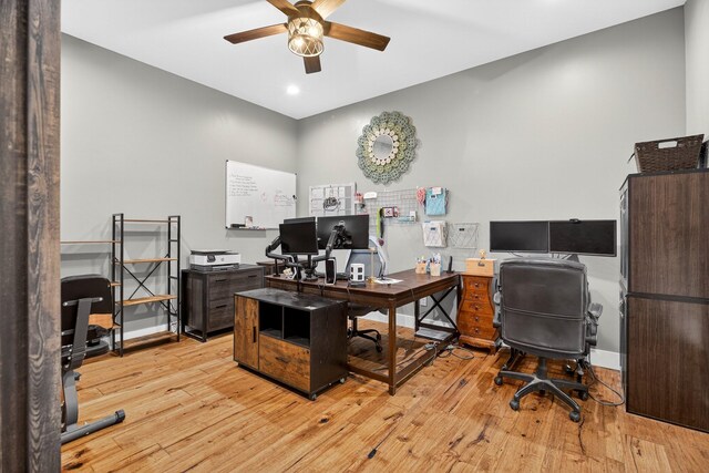 718 Mullins Dr, Sneedville, TN 37869 - office area with ceiling fan, light wood-style floors, and recessed lighting
