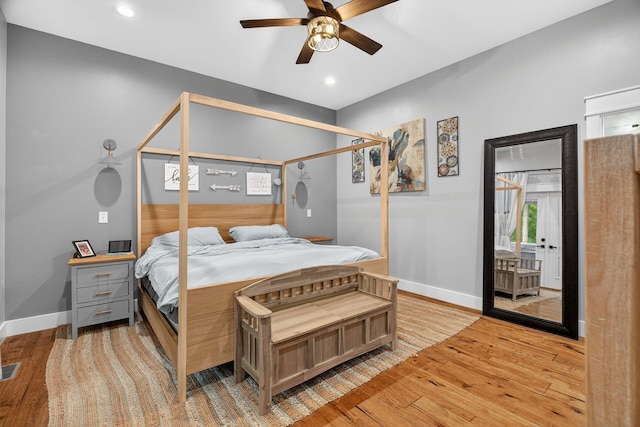 718 Mullins Dr, Sneedville, TN 37869 - bedroom featuring wood finished floors, recessed lighting, and a ceiling fan