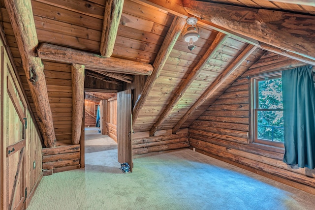484 Buttermilk Rd, Blountville, TN 37617 - bonus room featuring wood ceiling, log walls, and carpet flooring