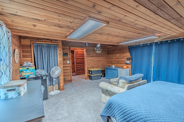 484 Buttermilk Rd, Blountville, TN 37617 - bedroom with wood ceiling, carpet, and wooden walls
