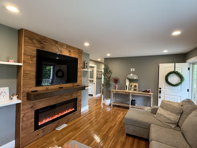 2466 Kidwell Ridge Rd, Morristown, TN 37814 - living room with a fireplace, wood finished floors, recessed lighting, and baseboards