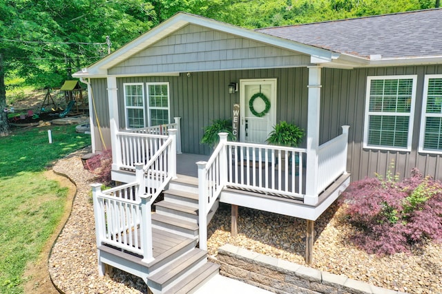 2466 Kidwell Ridge Rd, Morristown, TN 37814 - view of front facade featuring board and batten siding and covered porch