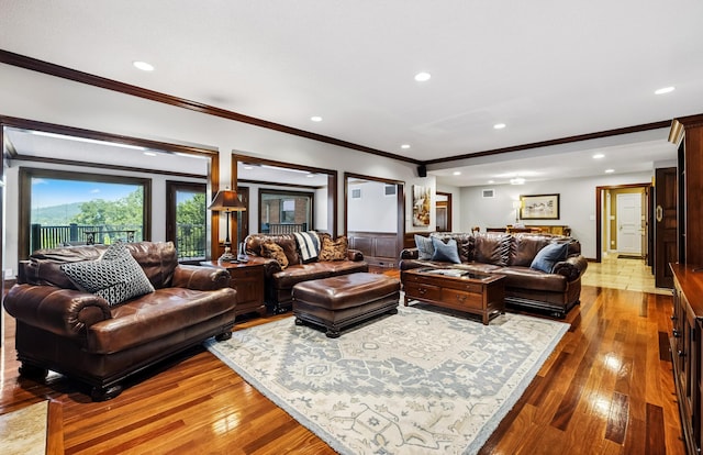 1442 Darbee Dr, Morristown, TN 37814 - living area with crown molding, recessed lighting, and hardwood / wood-style flooring