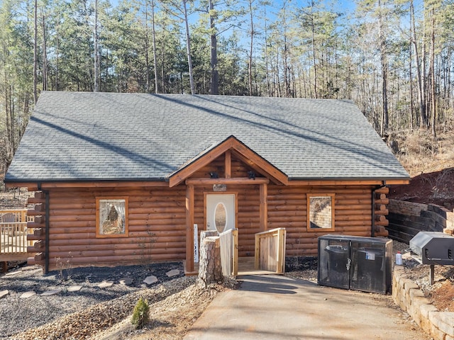 view of log home