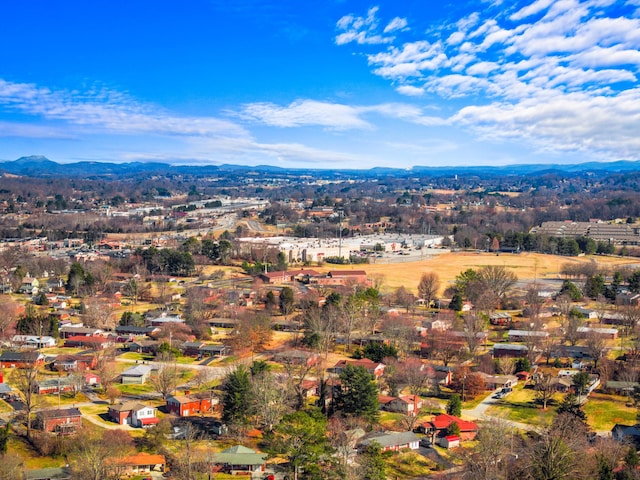 bird's eye view with a mountain view