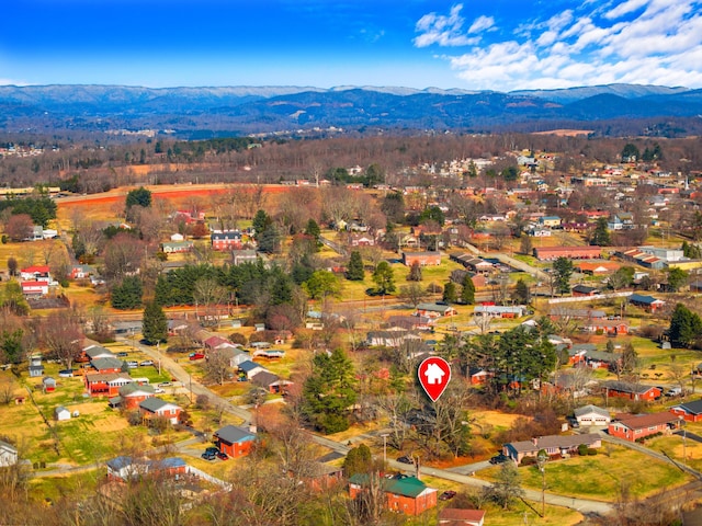 drone / aerial view with a mountain view