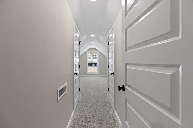 3183 Bridgewater Blvd, Morristown, TN 37814 - hall with carpet floors, baseboards, recessed lighting, a textured ceiling, and vaulted ceiling