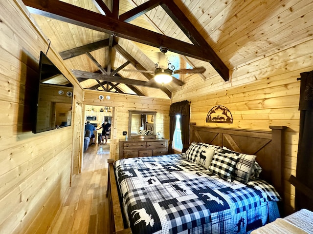 2119 Ted Moore Rd, Dandridge, TN 37725 - bedroom featuring wood walls, light wood-type flooring, and wood ceiling
