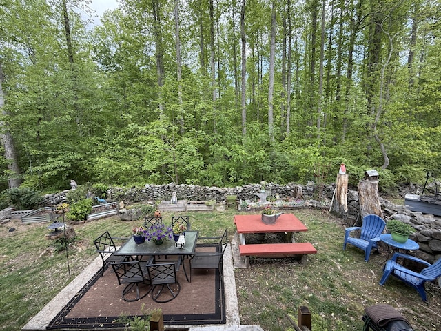 136 Stonewall Way, Cosby, TN 37722 - view of yard featuring outdoor dining area and a forest view