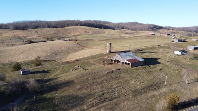 drone / aerial view with a rural view