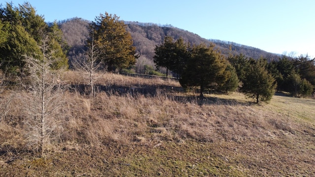 exterior space featuring a forest view