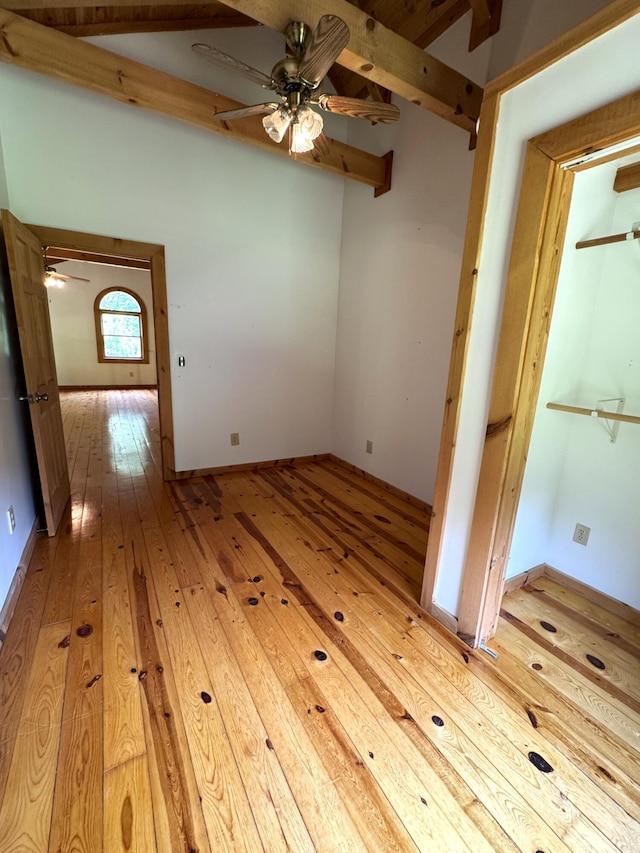 453 Trentham Hollow Rd, Parrottsville, TN 37843 - unfurnished room with a ceiling fan, hardwood / wood-style flooring, and beam ceiling