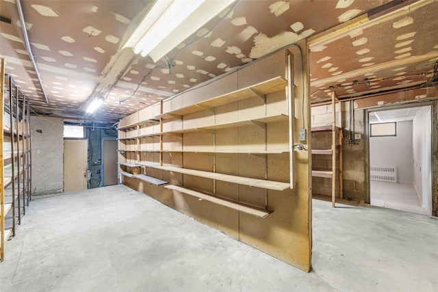 storage area with radiator heating unit