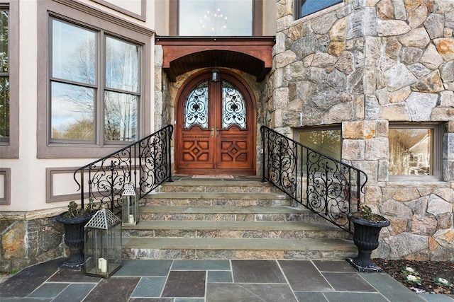 doorway to property with french doors