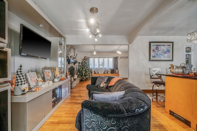 living room featuring light hardwood / wood-style floors