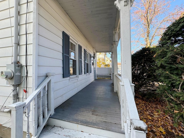 deck featuring a porch