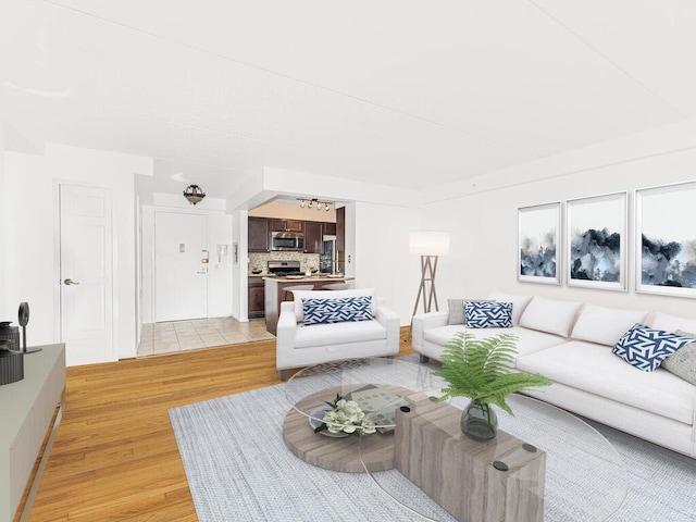 living room featuring light hardwood / wood-style floors