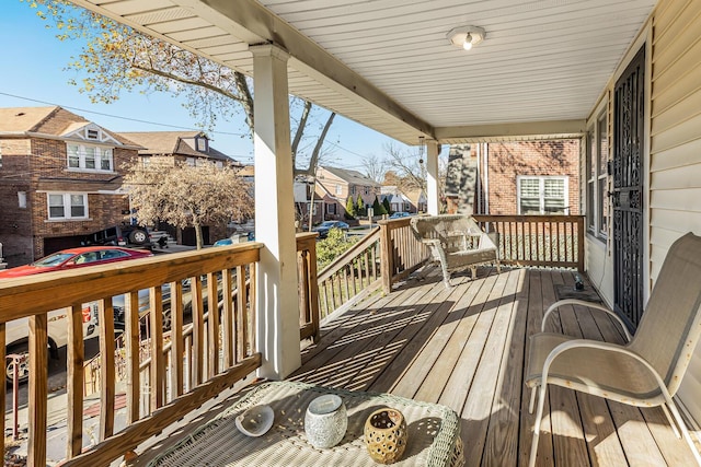 deck featuring covered porch