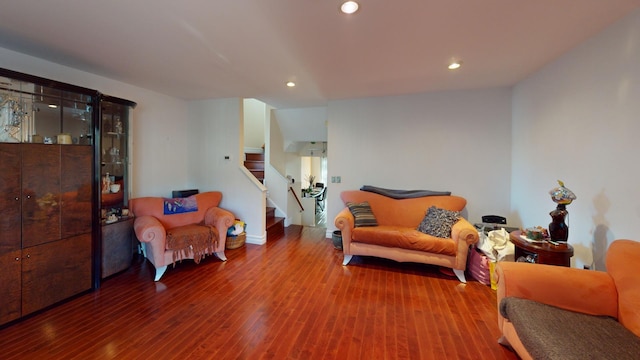 living area featuring hardwood / wood-style floors