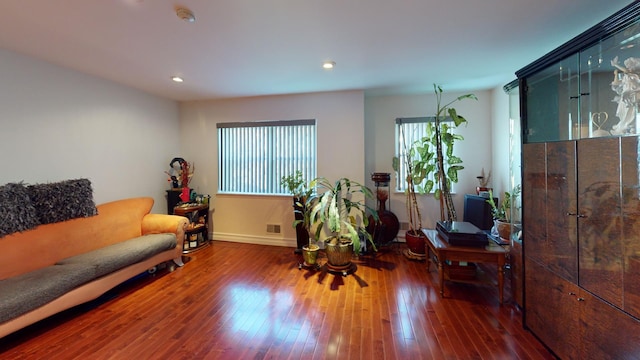 living area featuring dark hardwood / wood-style floors