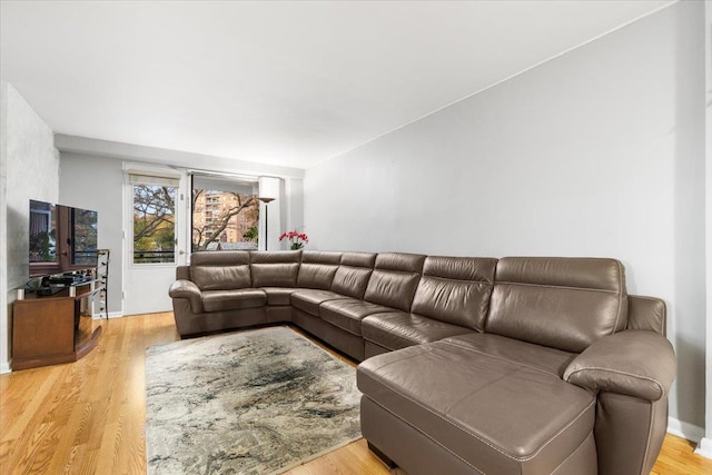 living room featuring light wood-type flooring