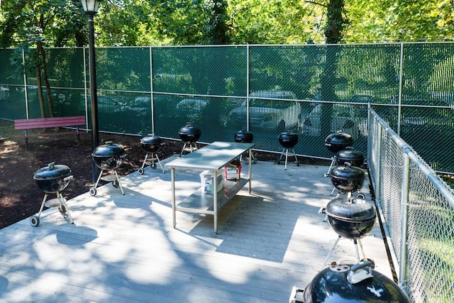 view of patio featuring a grill