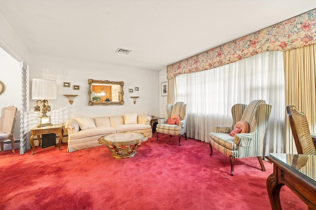 living room featuring carpet floors