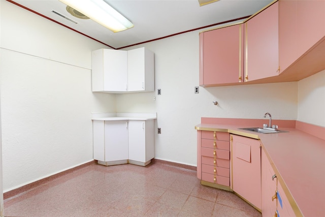 kitchen with white cabinets and sink