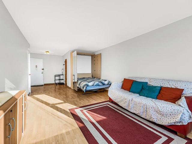 bedroom with hardwood / wood-style floors