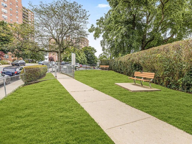 view of home's community with a lawn