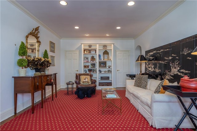 living room featuring ornamental molding