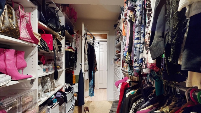 spacious closet with light wood-type flooring