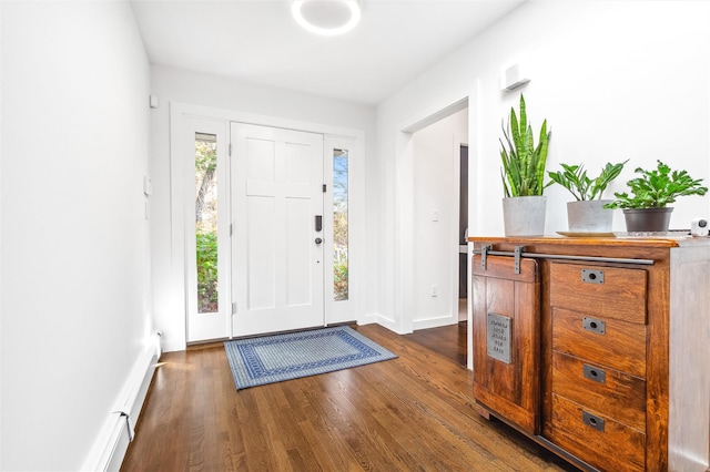 foyer entrance featuring dark wood-type flooring