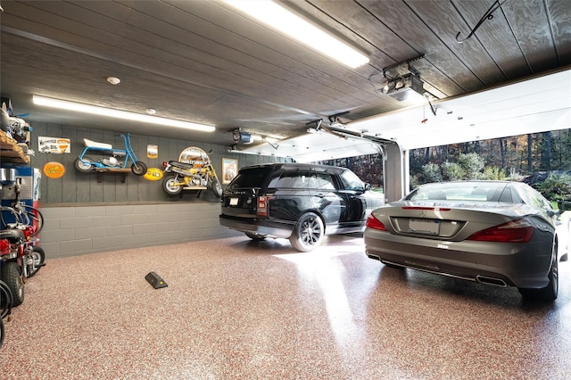 garage with a garage door opener