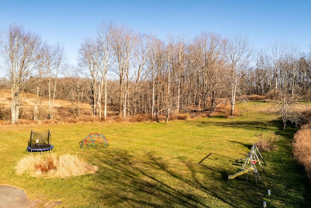 view of yard with a trampoline