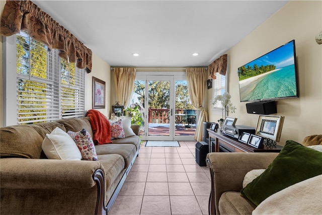 view of tiled living room