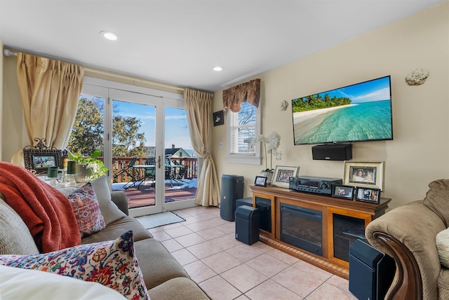 view of tiled living room