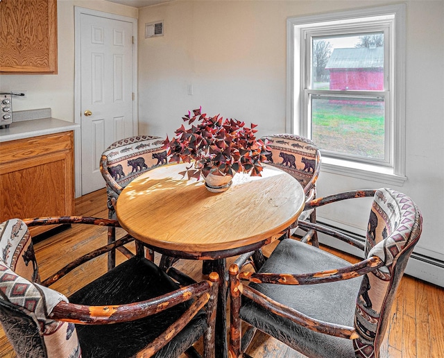 dining room featuring light hardwood / wood-style floors and a healthy amount of sunlight