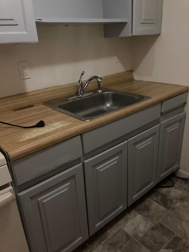 interior space featuring gray cabinets