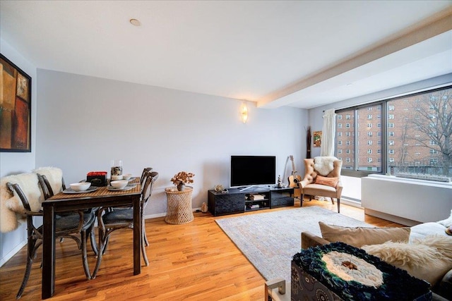 living room featuring light wood-type flooring