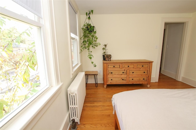 19-21 Moore Ave, Chatham, NY 12037 - bedroom with radiator, light wood-type flooring, and baseboards