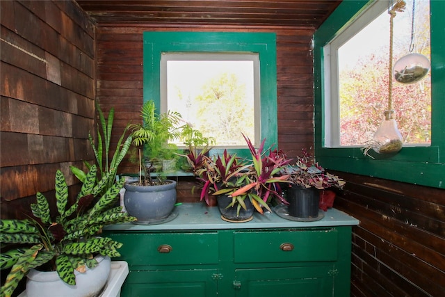 room details with wooden walls