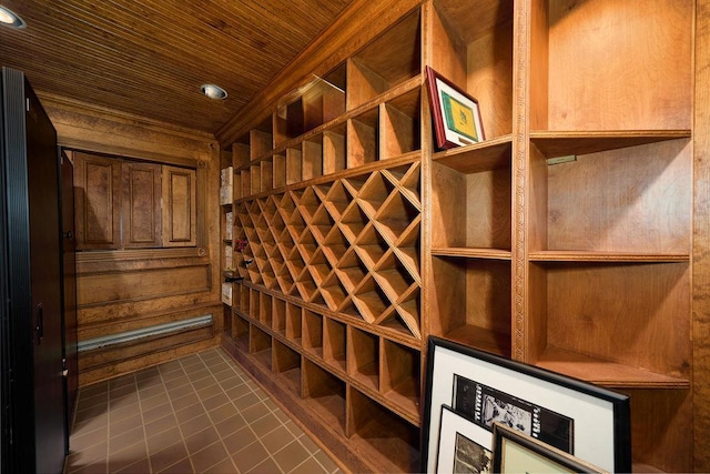 wine area with wooden walls and wooden ceiling