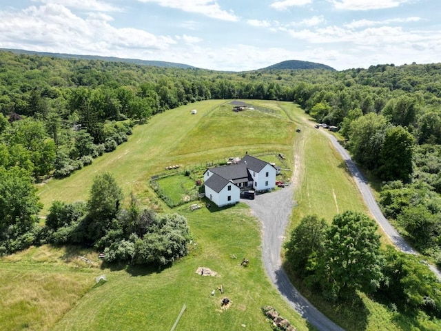 birds eye view of property with a rural view