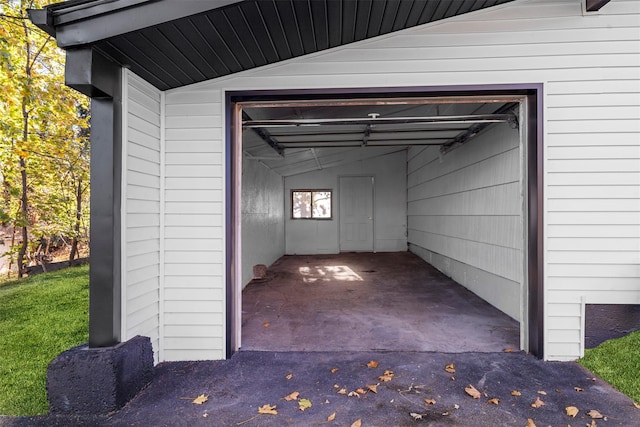 view of garage