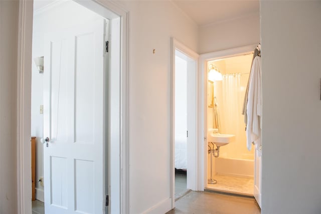 hallway featuring light wood-type flooring